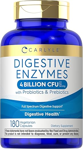 Enzimas Digestivas | com Probióticos | 60 cápsulas | 500mg - Carlyle