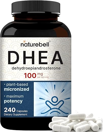 DHEA 100mg, 240 Cápsulas | Força Extra, Grau Micronizado para Melhor Absorção, Suporta Níveis de Energia, Metabolismo e Envelhecimento Saudável para Homens e Mulheres, Sem GMOs e - NatureBell