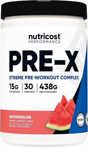 Pre-Workout Xtreme Watermelon 30 Servings Vegetarian Non-GMO Gluten Free – Pre-X 500g - Nutricost