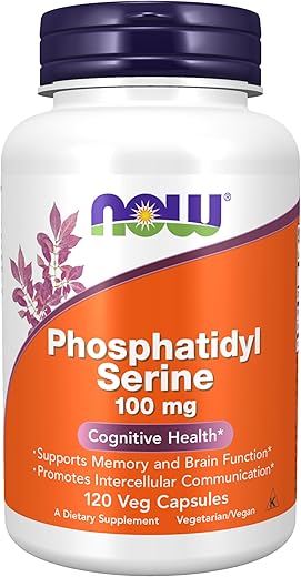 Suplementos, Fosfatidilserina 100 mg com composto de fosfolipídeo derivado de Lecitina de Soja, 120 Cápsulas Vegetais - NOW Foods