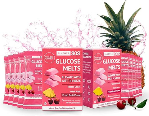 Melts | Pó de Dextrose em Tabletes | Ação Rápida | Purê de Frutas Naturais | Suplemento Esportivo | 10 Porções Individuais de 15g - Glucose SOS