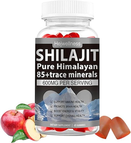 HejWellness - Gummies de Shilajit Orgânico – Puro Shilajit Himalaia com 85 Minerais Traços, Ácido Fúlvico | Marca: Organic Shilajit