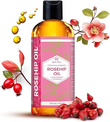 Óleo de Rosa Mosqueta Leven Rose 473 ml – Puro Óleo de Rosa Mosqueta para o Rosto – Óleo de Rosa Mosqueta prensado a frio e não refinado para o Corpo – Hidratante Noturno para Cabelo e Pele
