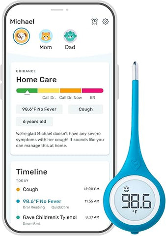 Termômetro Digital Kinsa Smart para Bebês, Crianças e Adultos – Leitura Rápida e Precisa de Temperatura Oral, Axilar ou Retal – Aprovado pela FDA – QuickCare
