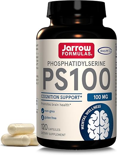 PS100 Fosfatidilserina 100 mg, Suporte para Saúde Cerebral e Cognição, 120 Cápsulas, Até 120 Dias de Fornecimento - Jarrow Formulas