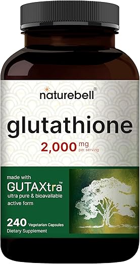 Glutationa 2.000mg por Porção, 240 Cápsulas Vegetarianas | 98%% de Pureza Verificada, Comprimidos de Glutationa Reduzida Bioativa, Forma Ativa, Antioxidante Mestre - NatureBell