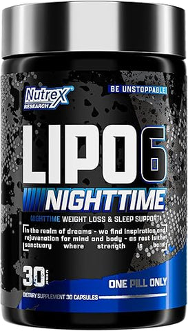 Nutrex Research - Nutrex Lipo 6 Queimador de Gordura Noturno | Auxílio para Dormir com Melatonina | 60 cápsulas