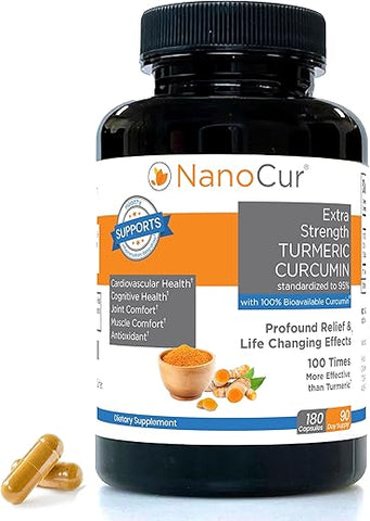 Nanocur - Cúrcuma Curcumina – 100x Mais Ativa Que a Cúrcuma, 170% Mais Ativa Que a Curcumina Extrato de Pimenta Preta. Suporte Articular, Alívio e Energia que Você Sentirá. Orgânico