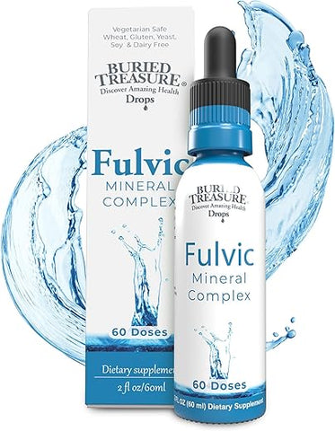 Fulvic Mineral Drops – Concentrado de Ácido Fulvico Entrega Minerais Traços como Suplemento Líquido de Minerais Coloidais – Apoio Energético com Minerais Traços - Buried Treasure