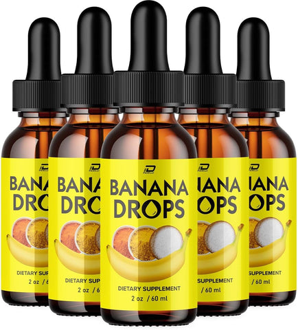 Indelo - Banana Drops – Fórmula Líquida de Suporte Sanguíneo, Suplemento Líquido 100% Natural para a Saúde, Fórmula Extra Forte Oficial Banana Drops, Avaliações BananaDrops (Pacote com 5)