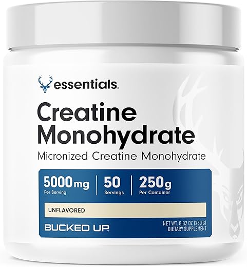Creatine Monohidratada 250g Pó Micronizado, Essenciais (50 Porções) - Bucked Up