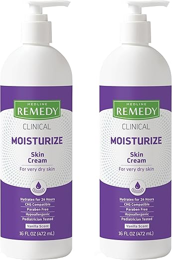 Creme Clínico Medline Remedy Baunilha (473 ml), 2 Unidades, Hidratante Facial e Corporal para Todas as Idades, Sem Parabenos