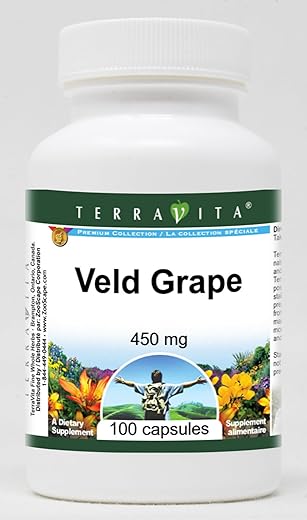 Terravita - Veld Grape – 450 mg (100 Cápsulas) | Suplemento Natural | Veld Grape 450mg (100 Cápsulas) | Comprar Online