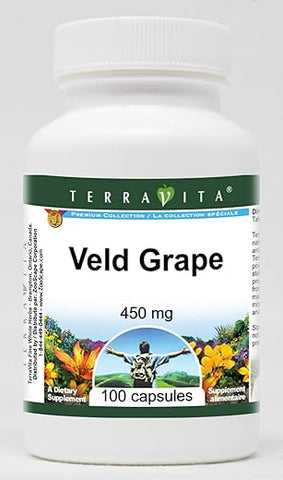 Terravita - Veld Grape – 450 mg (100 Cápsulas) | Suplemento Natural | Veld Grape 450mg (100 Cápsulas) | Comprar Online