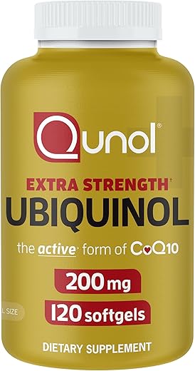 Ubiquinol CoQ10 200mg Softgels – Antioxidante Poderoso para Saúde do Coração e Vasos Sanguíneos – Essencial para Produção de Energia – Suplemento Natural Forma Ativa de CoQ10, 120ct Softgels - Qunol