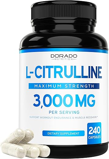 DORADO NUTRITION - L Citrulline 3000mg – 240 Cápsulas – Suporte L Arginina