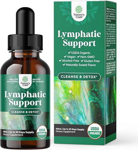 Natures Craft - Certificado Orgânico – Gotas de Drenagem Linfática – Limpeza Linfática Herbal e Suporte Imunológico com Equinácea e Hydrastis – Marca: Echinacea Goldenseal – 30ml