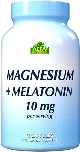ALFA VITAMINS - Melatonin 10 mg + Magnésio para Melhorar o Sono e Relaxamento – Alfa Vitamins, 60 Cápsulas