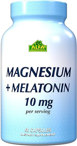 ALFA VITAMINS - Melatonin 10 mg + Magnésio para Melhorar o Sono e Relaxamento – Alfa Vitamins, 60 Cápsulas