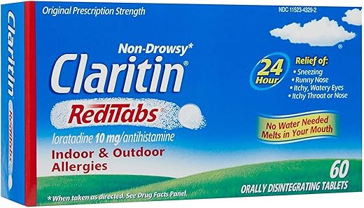 AZZUTORK - Claritin RediTabs 24 Horas Não Sonolento para Alergia, 10 mg, 60 comprimidos