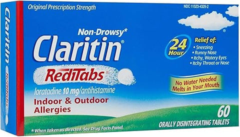 AZZUTORK - Claritin RediTabs 24 Horas Não Sonolento para Alergia, 10 mg, 60 comprimidos