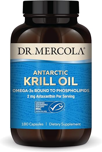 Óleo de Krill Antártico, 90 Porções (180 Cápsulas), Suplemento Alimentar, Suporta a Saúde de Órgãos, Ossos e Articulações, Não Transgênico, Certificado MSC - Dr. Mercola