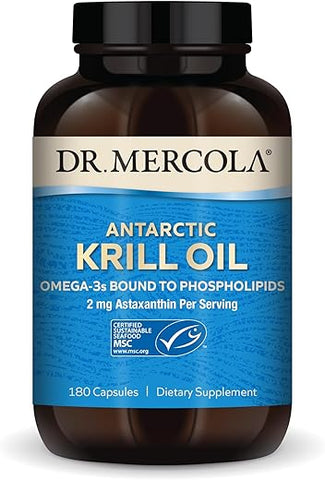 Óleo de Krill Antártico, 90 Porções (180 Cápsulas), Suplemento Alimentar, Suporta a Saúde de Órgãos, Ossos e Articulações, Não Transgênico, Certificado MSC - Dr. Mercola