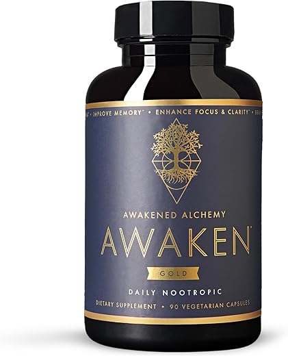 Awakened Alchemy - Awaken Gold | Suplemento Premium Nootrópico | Nutrição Avançada para o Cérebro | Melhore a Memória