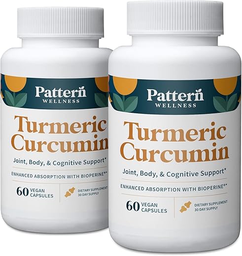 Cúrcuma Curcumina – 1300mg – 95%% Curcuminoides com Extrato de Pimenta Preta Bioperina – Saúde Natural das Articulações - Pattern Wellness