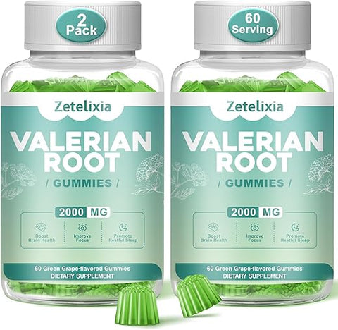 Zetelixia - Gomas de Raiz de Valeriana Orgânica 2000mg, Glicinato de Magnésio 420mg, Melissa, Camomila, Passiflora – Relaxante Natural