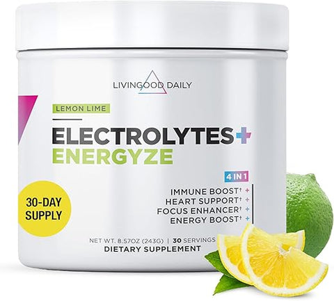 Electrolytes Powder with Energyze (Limão Limão) – Eletrólito sem Açúcar – 500g - Livingood Daily
