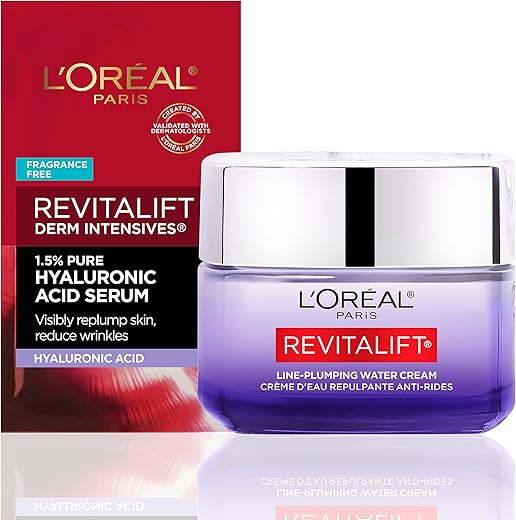 L'Oreal Paris - L’Oreal Paris Revitalift Hidratante, Creme de Água com Ácido Hialurônico e Ceramidas, Hidratação Profunda, Sem Fragrância, Amostra de Soro 50ml
