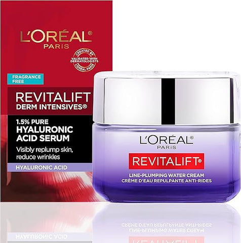 L'Oreal Paris - L’Oreal Paris Revitalift Hidratante, Creme de Água com Ácido Hialurônico e Ceramidas, Hidratação Profunda, Sem Fragrância, Amostra de Soro 50ml