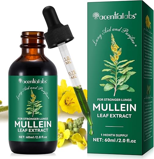 Generic - Gotas de Mullein para os Pulmões – Extrato de Folha de Mullein – Limpeza Respiratória para Fumantes – 60 ml