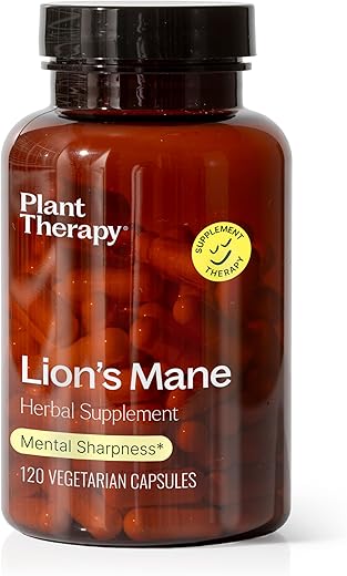 Cápsulas de Suplemento Herbal Lion’s Mane, Apoia a Saúde Cerebral, Clareza Mental – 60 Cápsulas - Plant Therapy