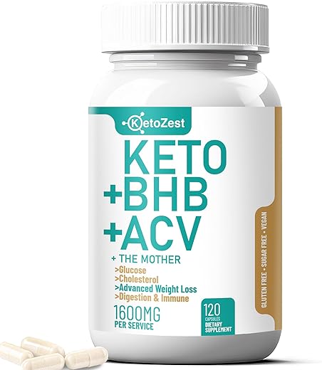 KetoZest - Keto ACV BHB Cápsulas 1600mg para Perda de Peso Avançada – Marca Líder em Emagrecimento