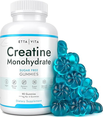 Etta Vita - Gomas de Creatina Monohidratada Sem Açúcar (1g/Goma) – Gomas Potentes de Creatina para Homens