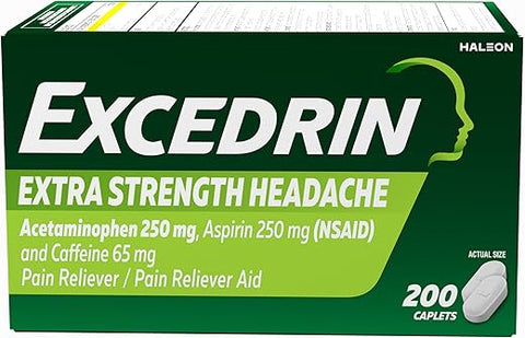 Extra Strength Alívio de Dor para Cabeça – 200 Comprimidos – Alívio Temporário de Dores de Cabeça e Desconfortos Leves – Marca Excedrin - Excedrin