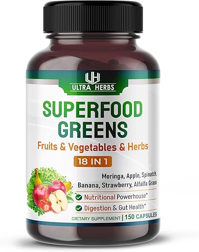 ULTRA HERBS - Superfood Greens 18 IN 1 – 18,100mg com Frutas | Potência de 18 Super Alimentos | Marca: Superfood Greens