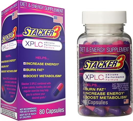 Generic - Original Stacker 3 XPLC – Energético Termogênico 100% Original – 60 cápsulas – 300mg de cafeína por dose – Acelera o metabolismo – Queima de gordura – Aumenta a energia e foco – Resultados rápidos