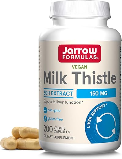 Extrato Padronizado de Silimarina 150 mg, Suporte à Função Hepática, 200 Cápsulas Vegetais - Jarrow Formulas