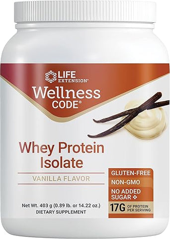 Wellness Code® Whey Protein Isolate (Baunilha), Proteína e Aminoácidos de Cadeia Ramificada para o Crescimento Muscular - Life Extension