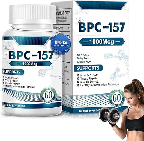 Vikongen - 𝐁𝐏𝐂 157 Cápsulas Peptídicas, 𝐁𝐏𝐂-157 Pro, 1000mcg, Livre de Transgênicos, Suplemento Sem Glúten, Novo Composto Protetor 157, 60 Cápsulas