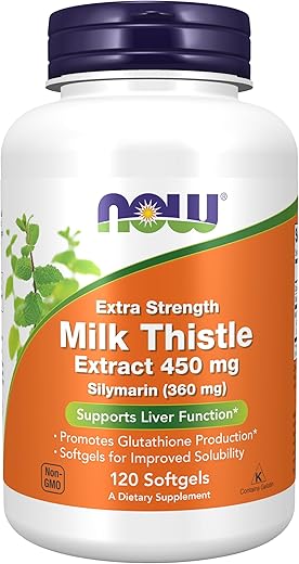 Extrato de Cardo Mariano Silymarin, 450 mg, 120 Softgels – Força Extra – Embalagem de 120 cápsulas – Marca NOW Foods - NOW Foods