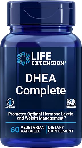 DHEA Complete com 7-Keto – Suporte Máximo ao Peso Corporal Saudável, Humor, Massa Muscular Magra e Libido – 60 cápsulas - Life Extension