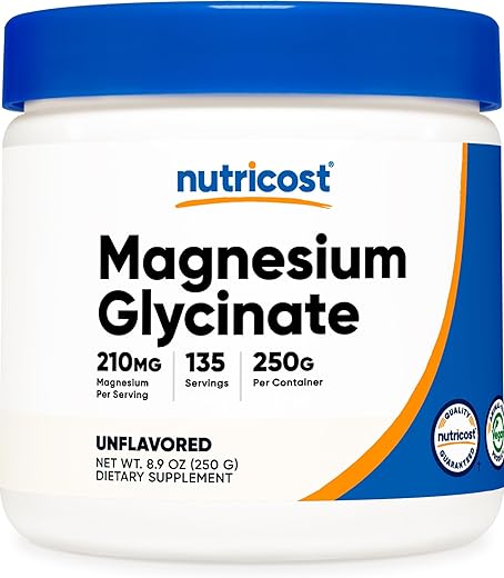 Magnesium Glycinate em Pó (250g) – Sabor Neutro - Nutricost