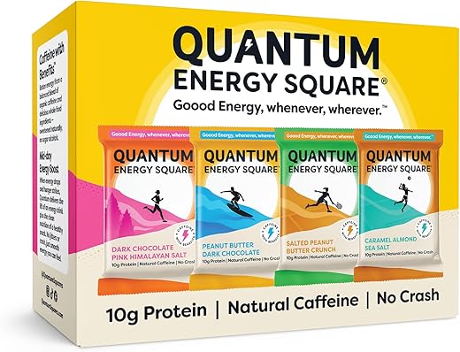 Quantum Energy Squares - Barra Energética Quantum Energy Square com Cafeína – Energia e Sabor em uma única embalagem | Quantum Energy Square