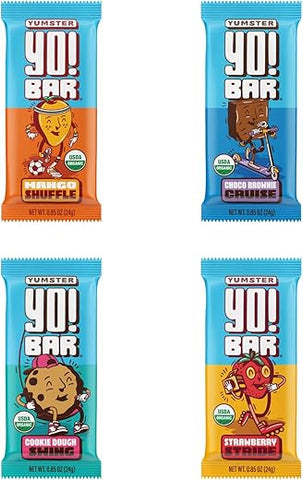 Barra Yo! da Bearded Brothers – Vegana, Orgânica e para Crianças | Sem Glúten, Paleo e Whole 30 | Livre de Soja, Não-OGM, Baixo Índice Glicêmico, Sem Adição de Açúcar, Alimentos Integrais com Fibra | Variedade de 4 Sabores | 100% Natural e Saudável