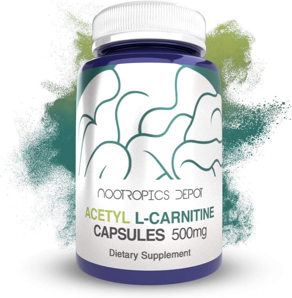 Nootropics Depot - Cápsulas de Acetil L-Carnitina | 500mg | 90 Unidades | Forma HCL | Suplemento Energético | Suporta a Função Mitocondrial | ALCAR HCL