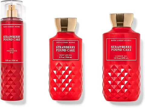 Bath & Body Works - Bath and Body Works – Trio Diário Morango Pound Cake – Outono 2020 – Gel de Banho, Perfume
